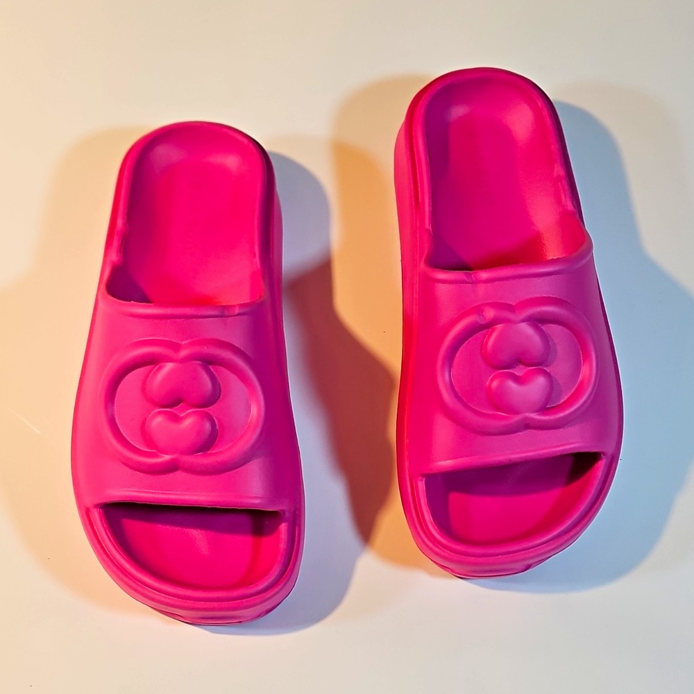 Bamboo Pink EVA Comfort Slide Sandals Logo Slip On Women's US 7 EU 37